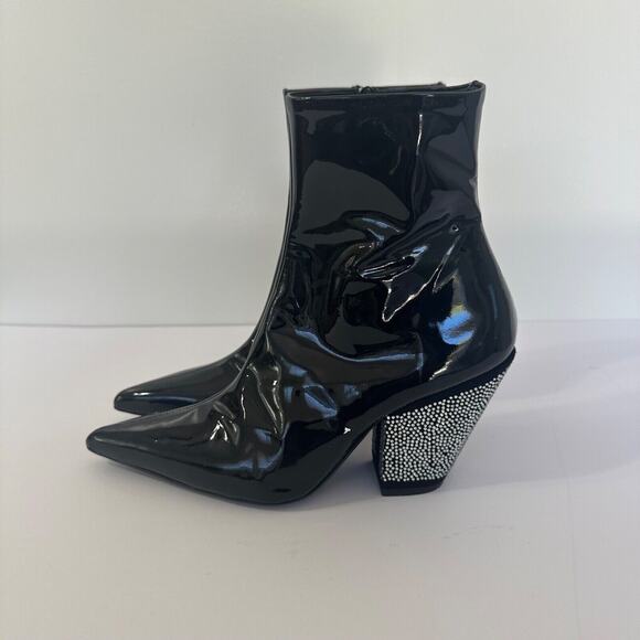 Simon Miller Womens Patent Leather Pointed Toe Boots Size 37 Witchy Gothic Black - Picture 5 of 11